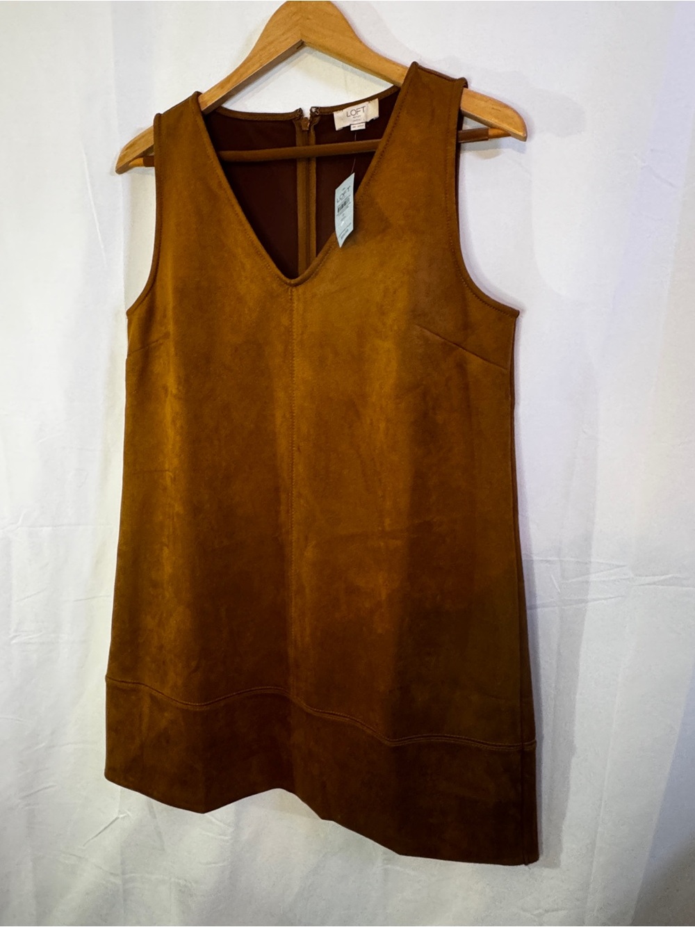 LOFT Rust Brown Sleeveless V-Neck Shift Dress